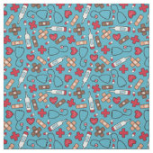 Red Hearts Blue Nurse Doctor Pattern Stoff (Muster)