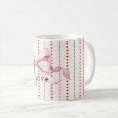 Red Hearts Blush Pink Bow Kaffeetasse (VorderseiteRechts)
