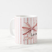 Red Hearts Blush Pink Bow Kaffeetasse (Vorderseite Links)