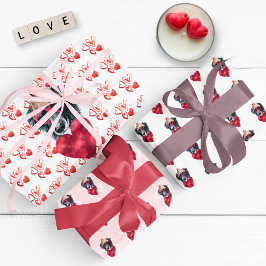 Red Hearts Border Collie Dog Lover Valentines Gesc Geschenkpapier Set