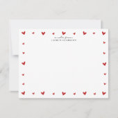 Red Hearts Border Valentines Note Card Einladung (Vorderseite)