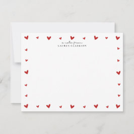 Red Hearts Border Valentines Note Card Einladung