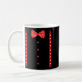 Red Hearts Bow Tie Suspenders Valentines Day Costu Kaffeetasse (Links)