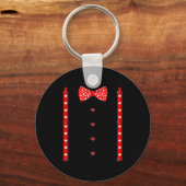 Red Hearts Bow Tie Suspenders Valentines Day Costu Schlüsselanhänger (Vorderseite)