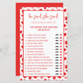 Red Hearts Bridge oder Groom Guess, die sagte, es (Vorne/Hinten)