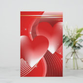 Red Hearts Briefpapier (Stehend Vorderseite)