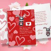 Red Hearts Bunny Liebe Bandit Funny Valentine's Da Karte