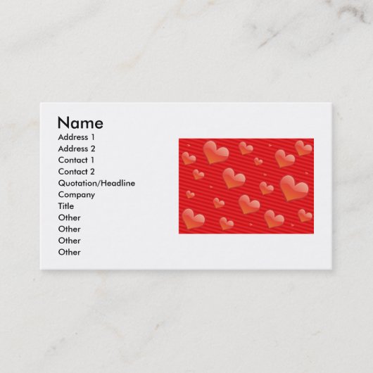 Red Hearts Business Card Visitenkarte (Vorderseite)