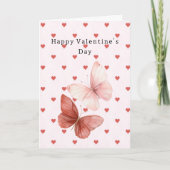 Red Hearts Butterflies Love Karte (Vorderseite)