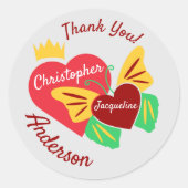 Red Hearts, Butterfly Danke Runder Aufkleber (Vorderseite)