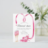 Red Hearts Champagne Glass Probe Dinner Einladung (Stehend Vorderseite)