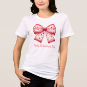 Red Hearts Coquette Valentine's Day Bow Tri-Blend Shirt (Vorderseite)