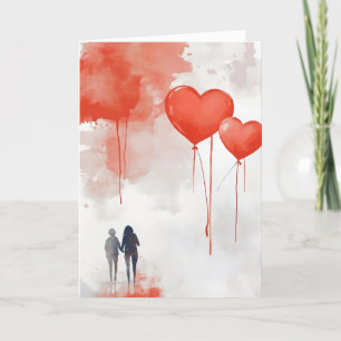 Red Hearts Couple Liebe Feiertagskarte
