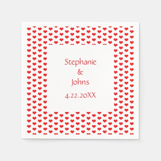 Red Hearts Couple Romantic Individuelle Name Weddi Serviette (Vorderseite)