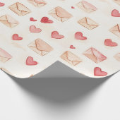Red Hearts Cream Envelopes Love  Geschenkpapier (Ecke)
