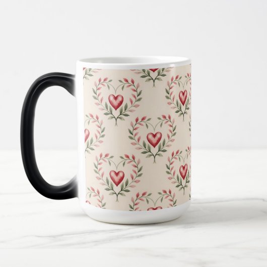 Red Hearts Cream Morphing Mug Verwandlungstasse (Links)