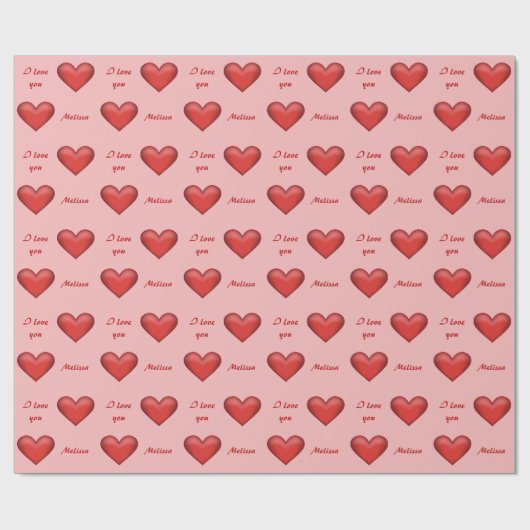 Red Hearts & Custom I Liebe Sie Text mit beliebige Geschenkpapier (Flach)