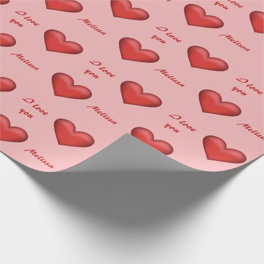 Red Hearts & Custom I Liebe Sie Text mit beliebige Geschenkpapier (Ecke)