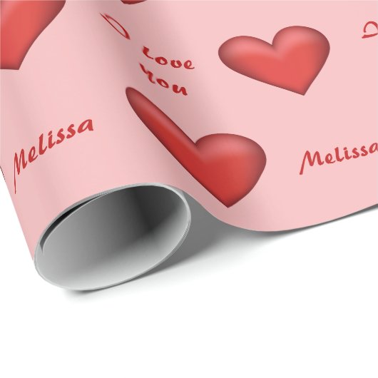 Red Hearts & Custom I Liebe Sie Text mit beliebige Geschenkpapier (Rolleneckpunkt)