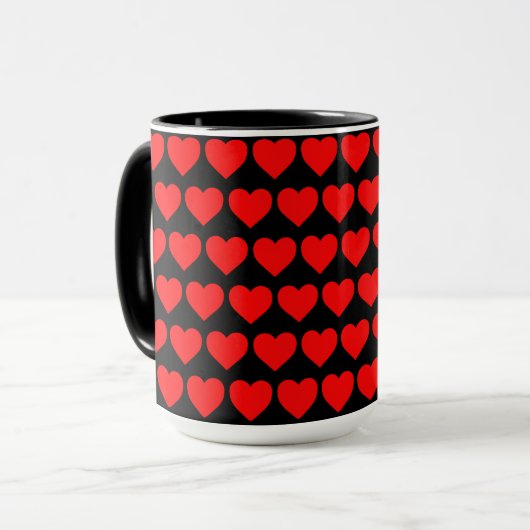 Red Hearts design pattern valentine love Tasse (Vorderseite Links)