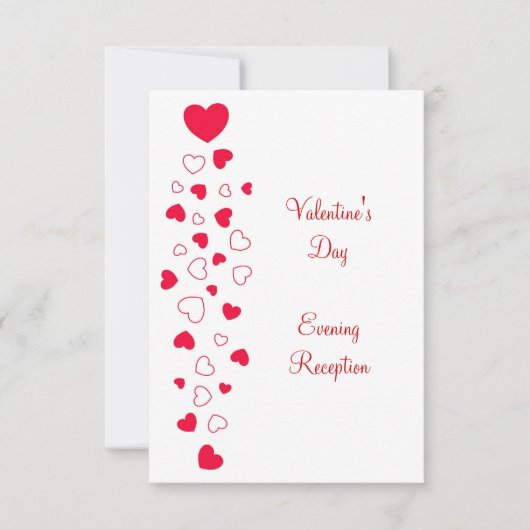 Red Hearts Design Valentinstag Hochzeitsempfang Einladung (Vorderseite)