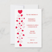 Red Hearts Design Valentinstag Wedding RSVP Karte (Rückseite)