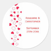 Red Hearts Design Valentinstag Wedding Runder Aufkleber (Vorderseite)