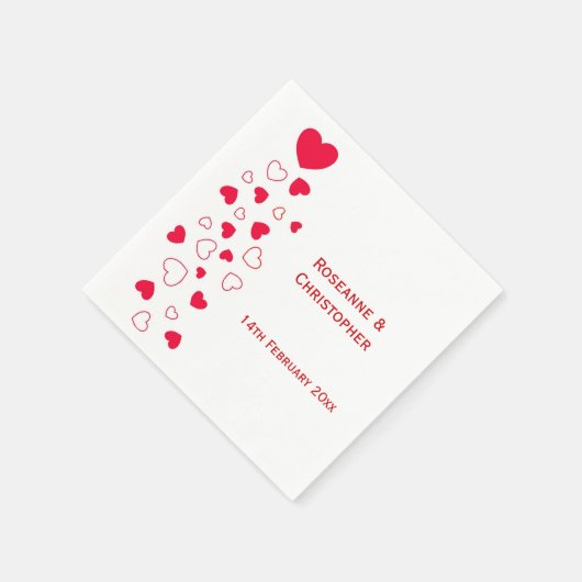 Red Hearts Design Valentinstag Wedding Serviette (Ecke)