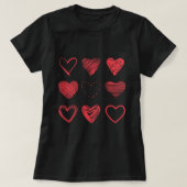 Red Hearts, Doodles of love, Valentine's Day. T-Shirt (Design vorne)