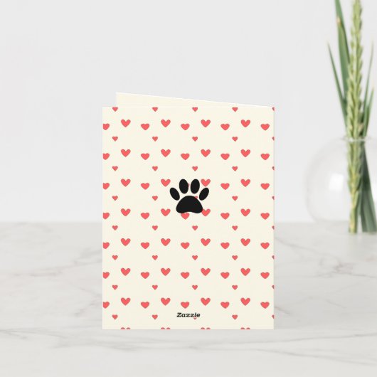 Red Hearts Drawing With Dog Paw Print Background Karte (Rückseite)