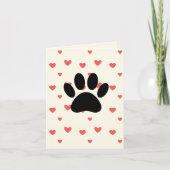 Red Hearts Drawing With Dog Paw Print Background Karte (Vorderseite)