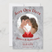 Red Hearts Foto Save the Date (Vorderseite)