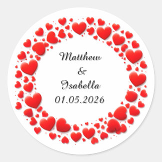 Red Hearts Frame For Valentine’s Day Runder Aufkleber