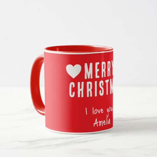Red Hearts Frohe Weihnachts-Freundin Girlfriend Tasse (Vorderseite Links)