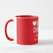 Red Hearts Frohe Weihnachtsfamilie Name Geschenk Tasse (Links)