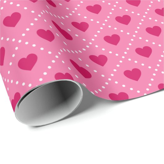 Red Hearts Geschenkpapier (Rolleneckpunkt)
