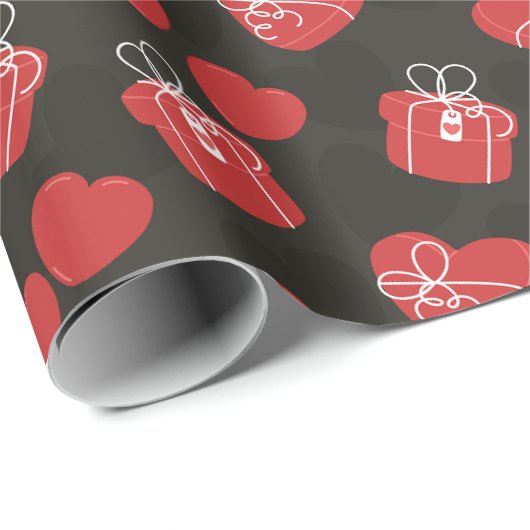 Red Hearts Geschenkpapier (Rolleneckpunkt)