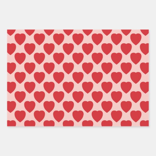 Red Hearts Geschenkpapier Set (Vorderseite)