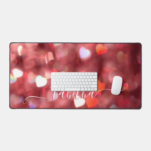 Red Hearts Glitzer Schreibtischunterlage (Tastatur & Maus)