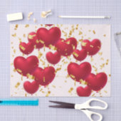 Red Hearts Gold Confetti Seidenpapier (Handwerk)