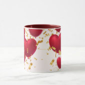 Red Hearts Gold Confetti Tasse (Zentrum)