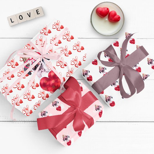 Red Hearts Great Dane Hund Lover Valentines Gesche Geschenkpapier Set