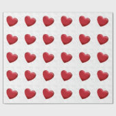 Red Hearts Grey Pop Art Liebe Wrapping Paper Geschenkpapier (Flach)