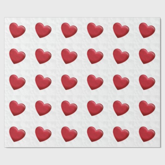 Red Hearts Grey Pop Art Liebe Wrapping Paper Geschenkpapier (Flach)