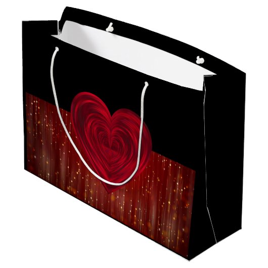 Red Hearts Große Geschenktasche Geschenktüte (Rückseite Schrägansicht)