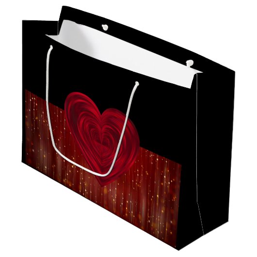 Red Hearts Große Geschenktasche Geschenktüte (Vorderseite Schrägansicht)