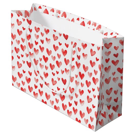 Red Hearts Große Geschenktüte (Rückseite Schrägansicht)