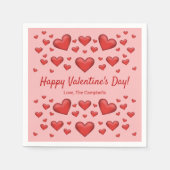 Red Hearts Happy Valentine's Day & Custom Text Serviette (Vorderseite)