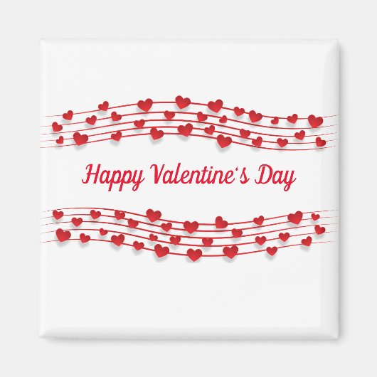 Red Hearts Happy Valentine's Day Magnet (Vorne)