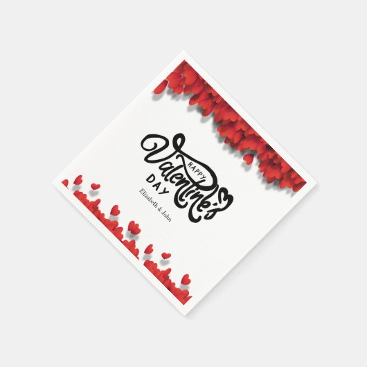 Red Hearts Happy Valentine's Day Serviette (Ecke)